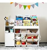 Amazon.co.jp: 絵本棚＆おもちゃ収納ラック 木製 大容量 引き出し付き